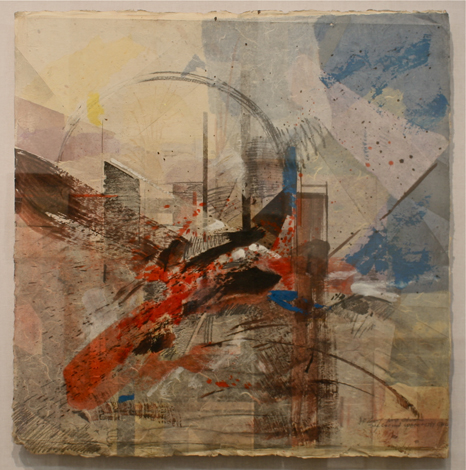 The Second Space - City / 28 1/2” x 29 1/2” / Oil & Pencil on Korean Paper / 1984 