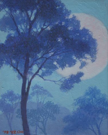 Along the Road - Full Moon with Blue Trees / 8