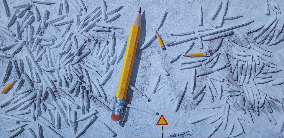 The Last Pencil on Earth, Acrylic on Giclee Printed Canvas, 40